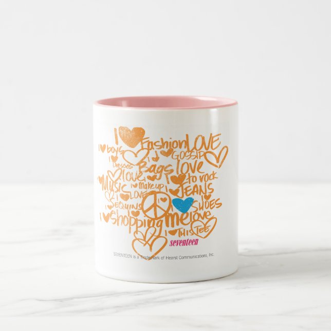 Graffiti-Aqua/Orange Zweifarbige Tasse (Mittel)