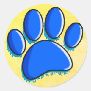 Graffiti Art Dog Paw Print Runder Aufkleber