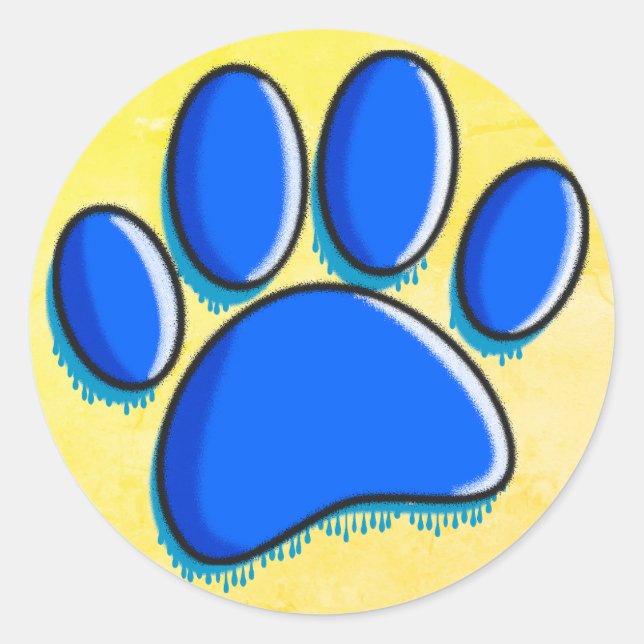 Graffiti Art Dog Paw Print Runder Aufkleber (Vorderseite)