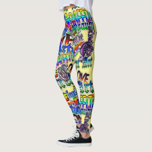 Graffiti Art Leggings, gelb Leggings