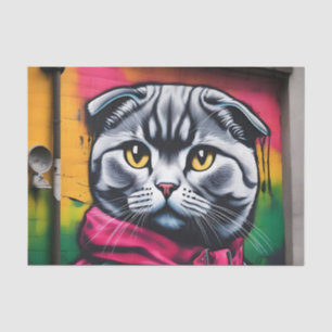 Graffiti Art of a Scottish Fold Cat Seidenpapier