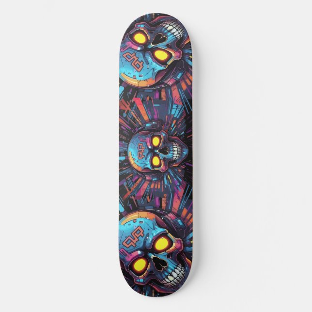 Graffiti Art Skull Cyberpunk 2 Skateboard (Vorderseite)