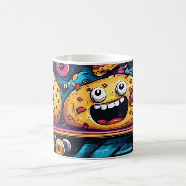 Graffiti-artige Lebensmittelzeichen auf Skateboard Kaffeetasse (Mittel)