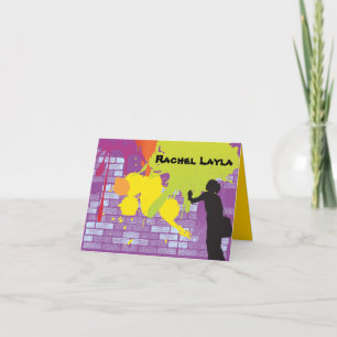 Graffiti Artist Girl Bat Mitzvah Dankeschön Karte