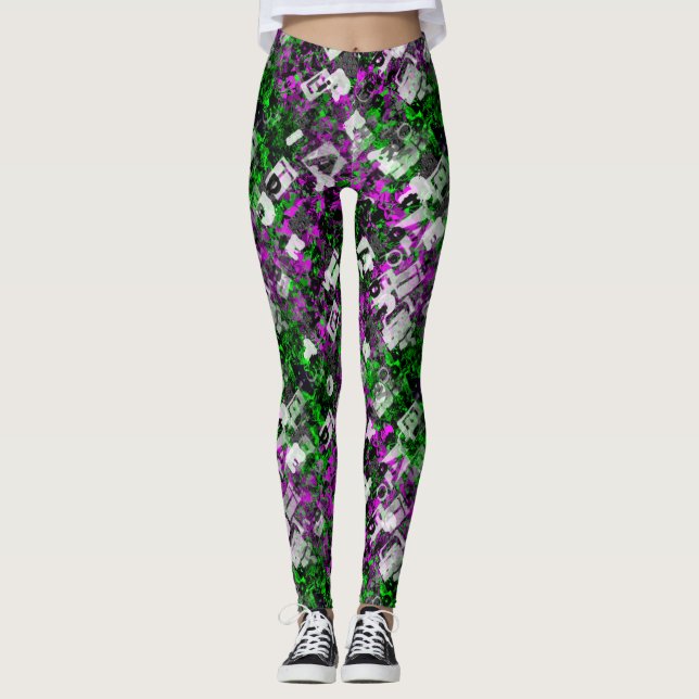 Graffiti Artist Paint Splash Splattered Edgy Rebel Leggings (Vorderseite)