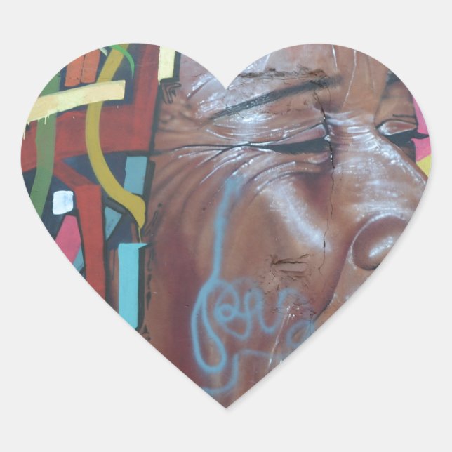 Graffiti Artwork Face Herz-Aufkleber (Vorderseite)