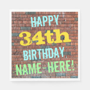 Graffiti auf Backsteinwand inspirierter 34. Geburt Serviette