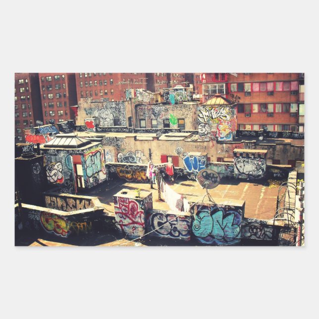 Graffiti auf dem Dach in Chinatown Rechteckiger Aufkleber (Vorderseite)