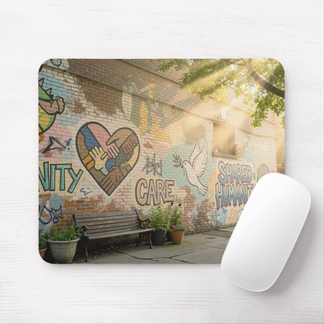 Graffiti auf einer Ziegelmauer Humanity-Mural Mousepad (Mit Mouse)