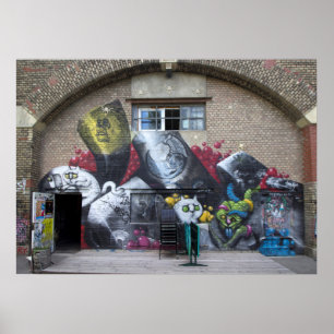 Graffiti auf Stadtbahnbogen, Wien Österreich Poster