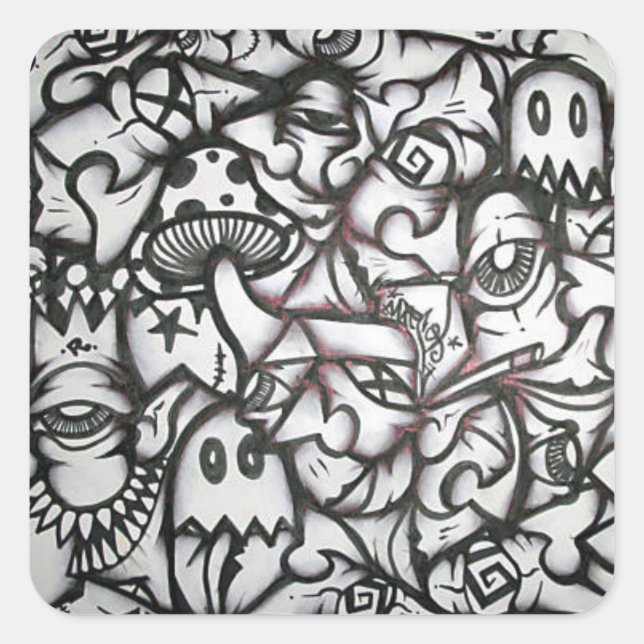 Graffiti-Aufkleber Quadratischer Aufkleber (Vorderseite)
