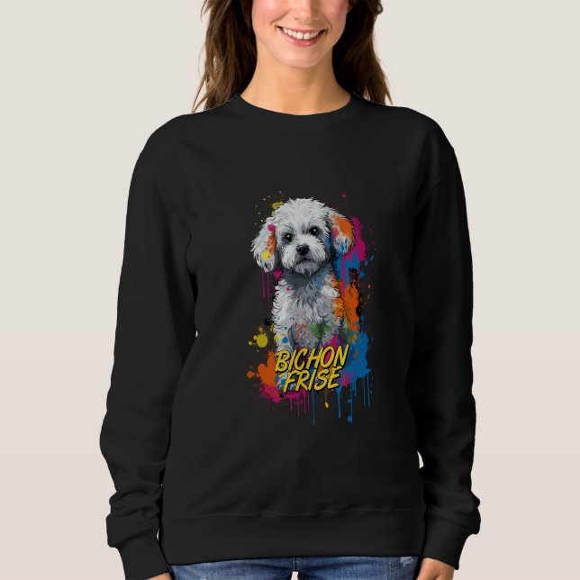 Graffiti Bichon Frise Mural Street Bichon Frise Sweatshirt (Vorderseite)