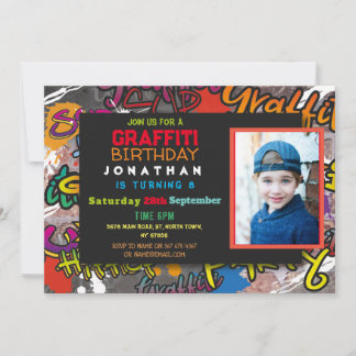 Graffiti Birthday Party Kunstgewerbe Foto Malerei Einladung