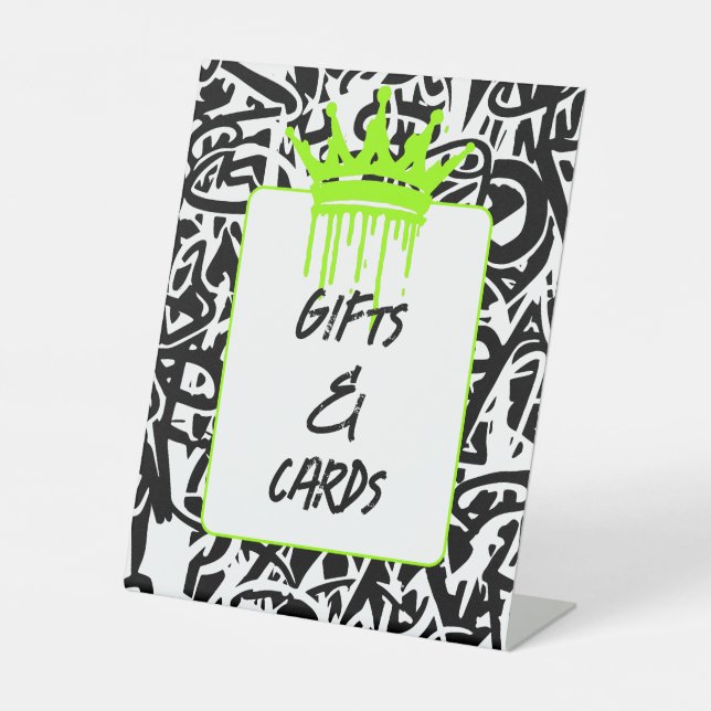 Graffiti Black Green Gifts & Cards Pedestzeichen Sockelschild (Vorderseite)