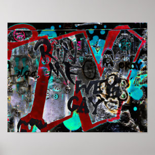 Graffiti Black Red Urban Street Wall Art Poster