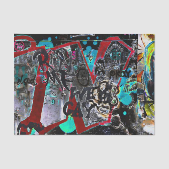 Graffiti Black Red Urban Street Wall Art Seidenpapier (Vorderseite)