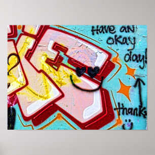 Graffiti Blau Pink Urban Street Wall Art Poster