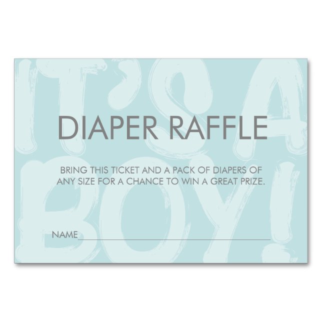 Graffiti Blue Baby Showdusche Windeln Raffle Ticke Tischnummer (Vorderseite)
