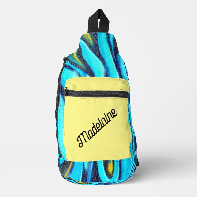Graffiti Blue Yellow Modern Crossbody Bag (Vorderseite)