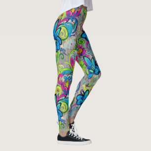 Graffiti-Blumen Leggings
