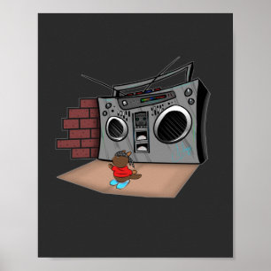 Graffiti Boom Box Break Dance Cartoon Poster