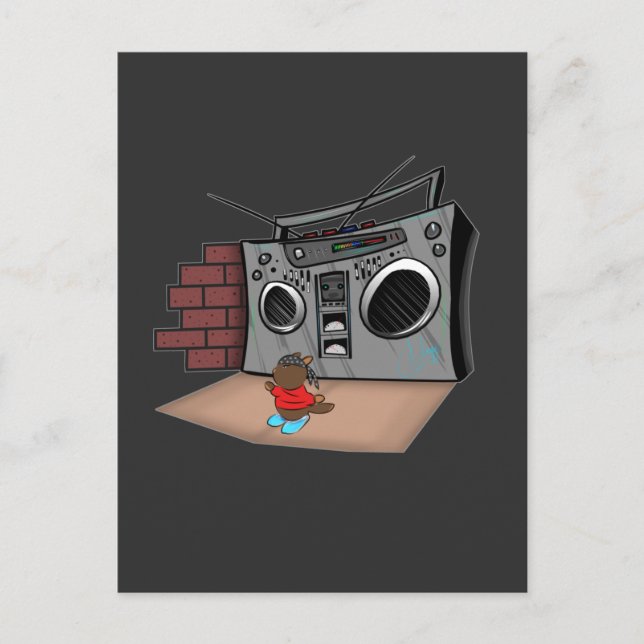 Graffiti Boom Box Break Dance Cartoon Postkarte (Vorderseite)
