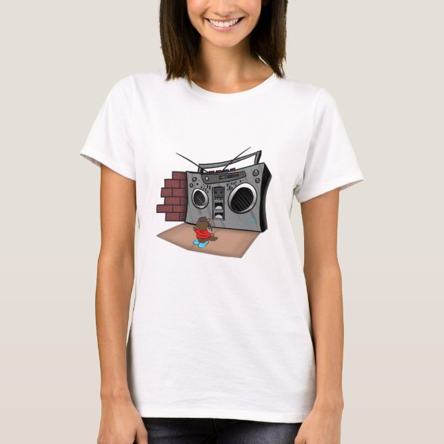 Graffiti Boom Box Break Dance Cartoon T-Shirt (Vorderseite)
