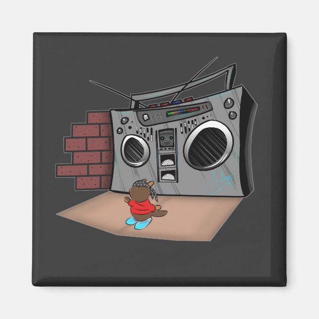 Graffiti Boom Box Breakdance Cartoon  Magnet (Vorne)