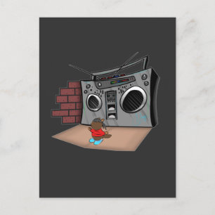 Graffiti Boom Box Breakdance Cartoon Postkarte