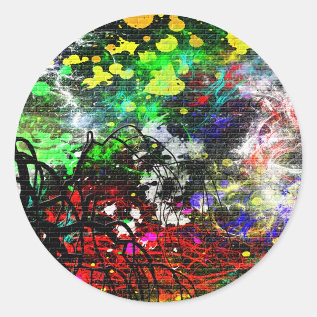 Graffiti Brick Wall Runder Aufkleber (Vorderseite)