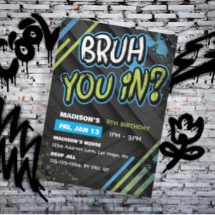 Graffiti Bruh? Boys Geburtstagsparty Einladung