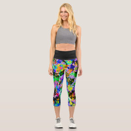 Graffiti Carnival Capri Leggings