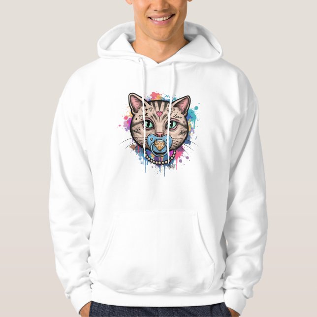 Graffiti Cat Face Hoodie (Vorderseite)