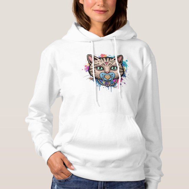 Graffiti Cat Face Hoodie (Vorderseite)