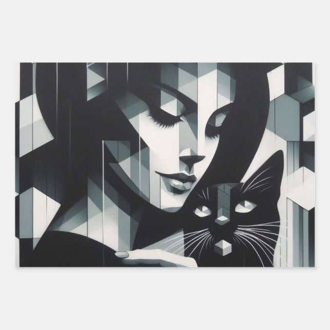 Graffiti Cat Lady Geschenkpapier Set (Vorderseite)