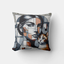 Graffiti Cat Lady Kissen