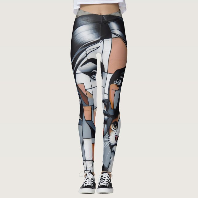 Graffiti Cat Lady Leggings (Vorderseite)