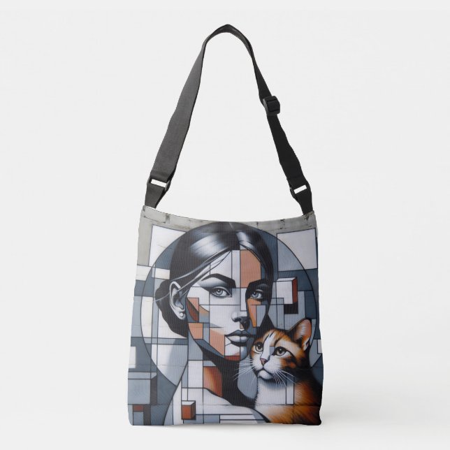 Graffiti Cat Lady Stylish Tote Bag Tragetaschen Mit Langen Trägern (Vorderseite)