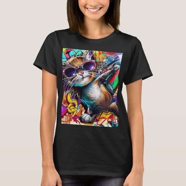 Graffiti Cat: Spray painted cat: taby street art a T-Shirt (Vorderseite)
