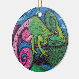 Graffiti Chameleon Keramik Ornament