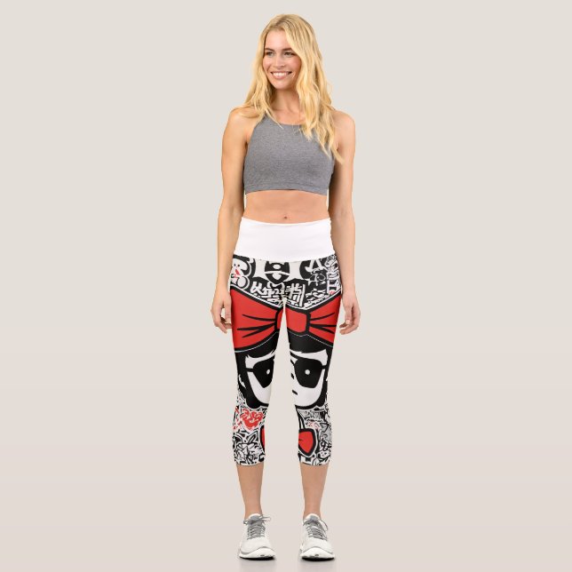 Graffiti Chic Leggings: Keith Haring x Japanese Ba Capri Leggings (Vorderseite)