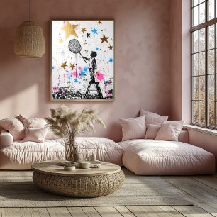 Graffiti Child Catching Stars - Städtische Kunst i Poster