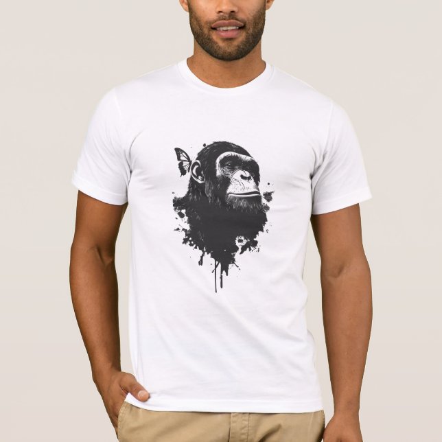 Graffiti Chimpanzee Street Art Animal Portrait Urb T-Shirt (Vorderseite)