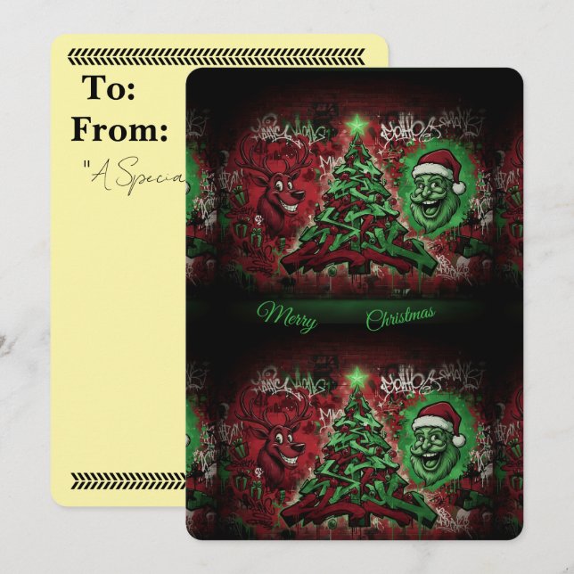 Graffiti Christmas Card 5x7 Matte Feiertagskarte (Vorne/Hinten)