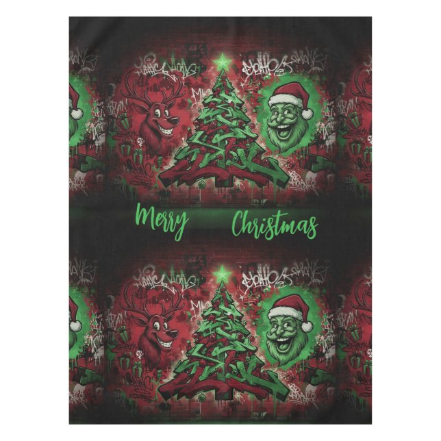 Graffiti Christmas Cotton Tablecloth 52x70 Tischdecke (Vorderseite)