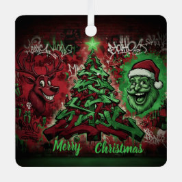 Graffiti Christmas Square Metal Ornament Aus Metall