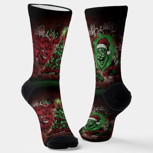 Graffiti Christmas Sustainable Premium Socks Socken (Gewinkelt)