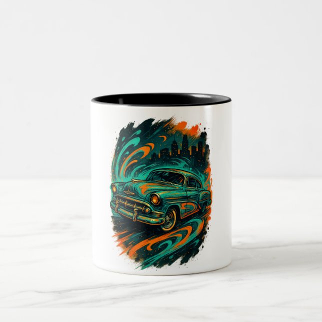 Graffiti Classic Car Mug Zweifarbige Tasse (Mittel)
