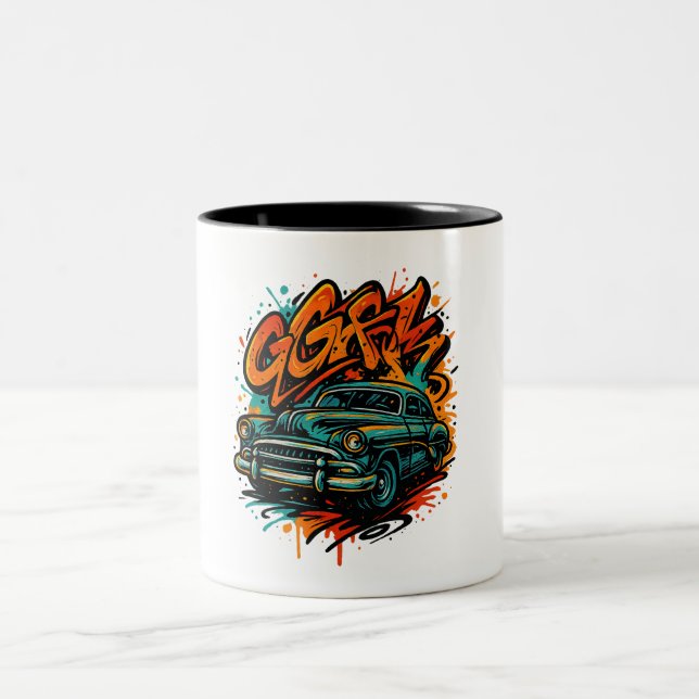 Graffiti Classic Car Mug Zweifarbige Tasse (Mittel)