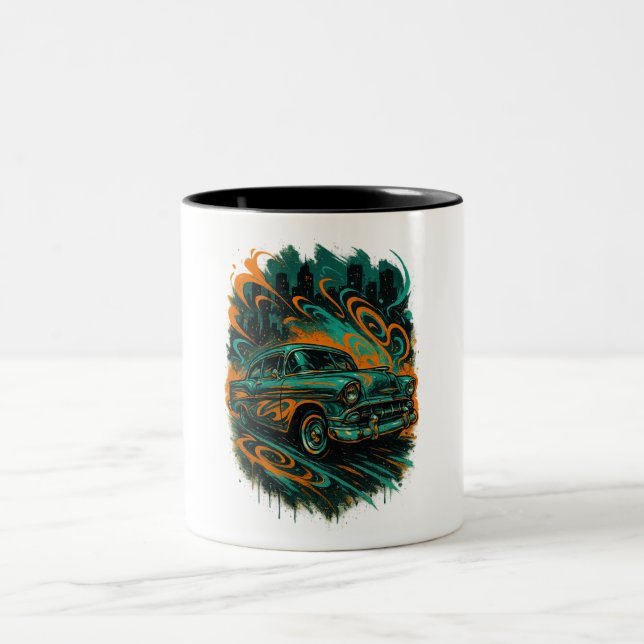 Graffiti Classic Car Mug Zweifarbige Tasse (Mittel)